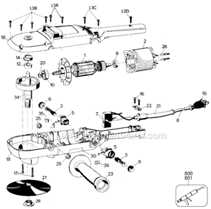 Page A Diagram and Parts List for 6126 Type 100 Black and Decker Sander Polisher